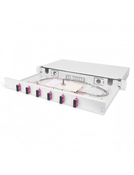 DIGITUS DN-96320-4 1U 6xSC duplex OM4 toldóval pigtaillel és kötőkazettával szerelt optikai rendező