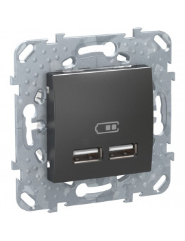 Schneider MGU5.418.12ZD Unica 2.1A/grafit dupla USB töltő