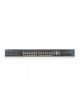 ZyXEL GS2220-28HP 24port GbE LAN 4xGbE RJ45/SFP Combo port (375W) PoE L2 menedzselhető switch